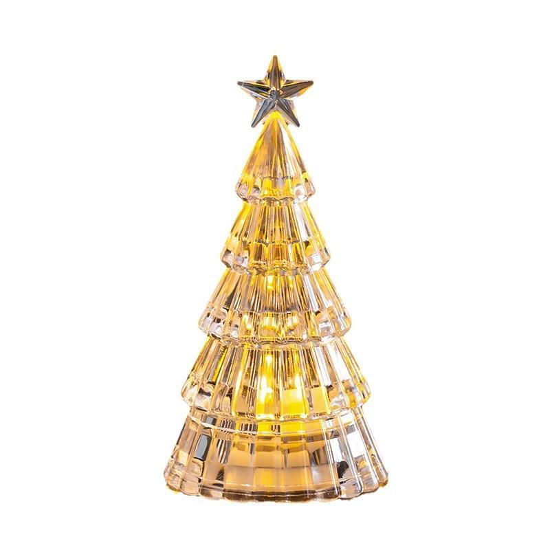 Christmas Decoration Ornaments Mini Luminous Crystal Christmas Tree High-End Desktop Ornaments Christmas Gift Lights