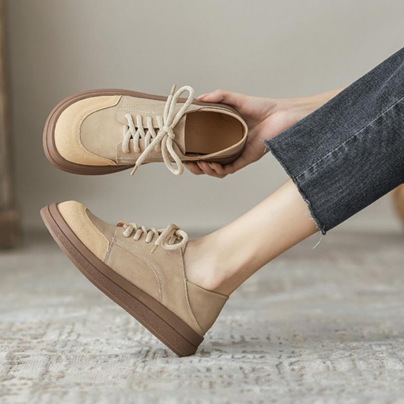 Fashion 2025 New Fashion Woman's Lace Up Flat Shoes Round Toe Casual Comfortable Soft Flats Outside Non Slip Versatile Women Shoes