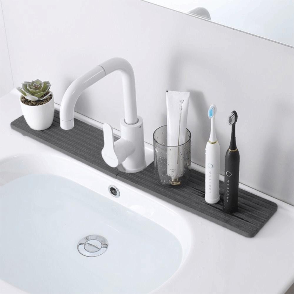 Anti-slip Washbasin Quick Dry Hard Mat Stripes Pattern Groove Quick-drying Sink Pad  Countertop
