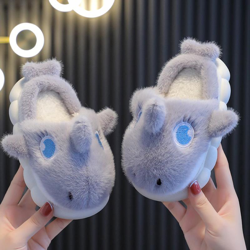 Children's Winter Cute Shark Warm Cotton Slippers