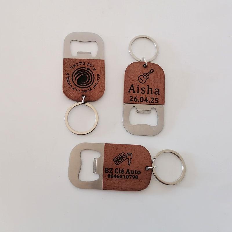 Wooden Handle Stainless Steel Bottle and Can Opener with Logo