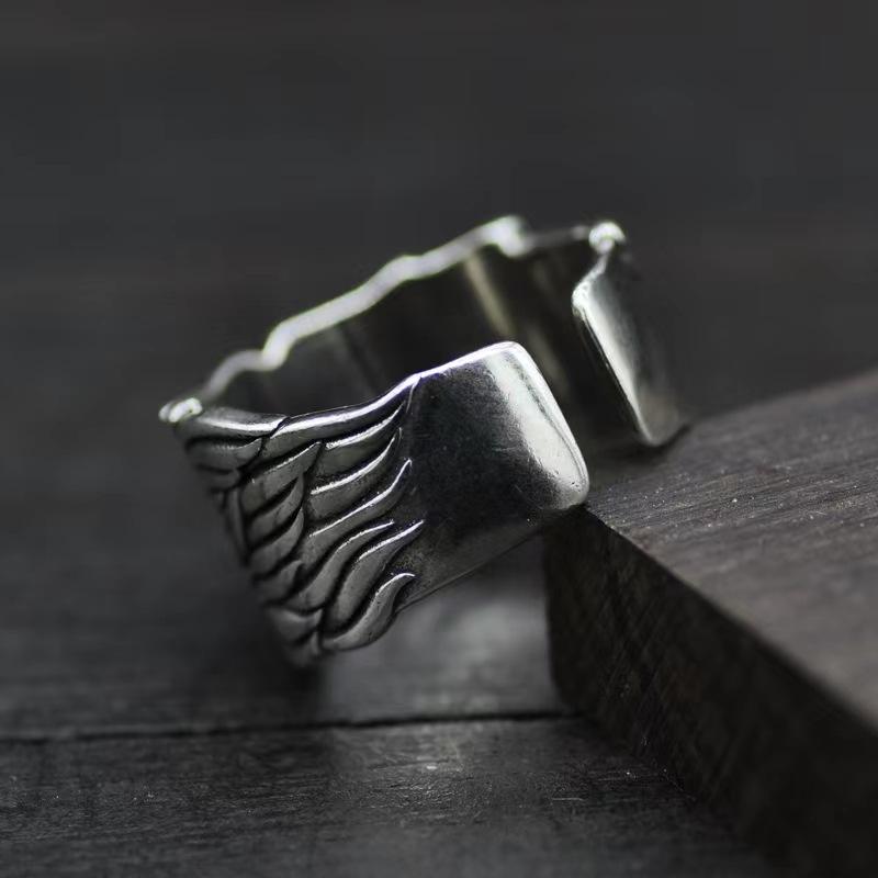 Ring Men's Trendy Angel Wings Angel Devil Ring Women's Ins Trendy Index Finger Ring Jewelry
