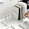 1PC Stainless Steel + PP Desktop Bookshelf, Non-slip Base with Adjustable Partition Vertical Small Bookstand