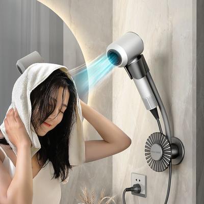 Badezimmerregal an der Wand ohne Bohren, multifunktionale Aufbewahrungsregale, Organizer, Badezimmer-Haartrocknerhalter, Toilettenwiege