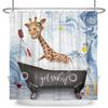 Funny Giraffe Get Naked Shower Curtain Giraffe with Glasses In Soap Bubble Bathtub Wild Animals Bathroom Decor Waterproof Fabric