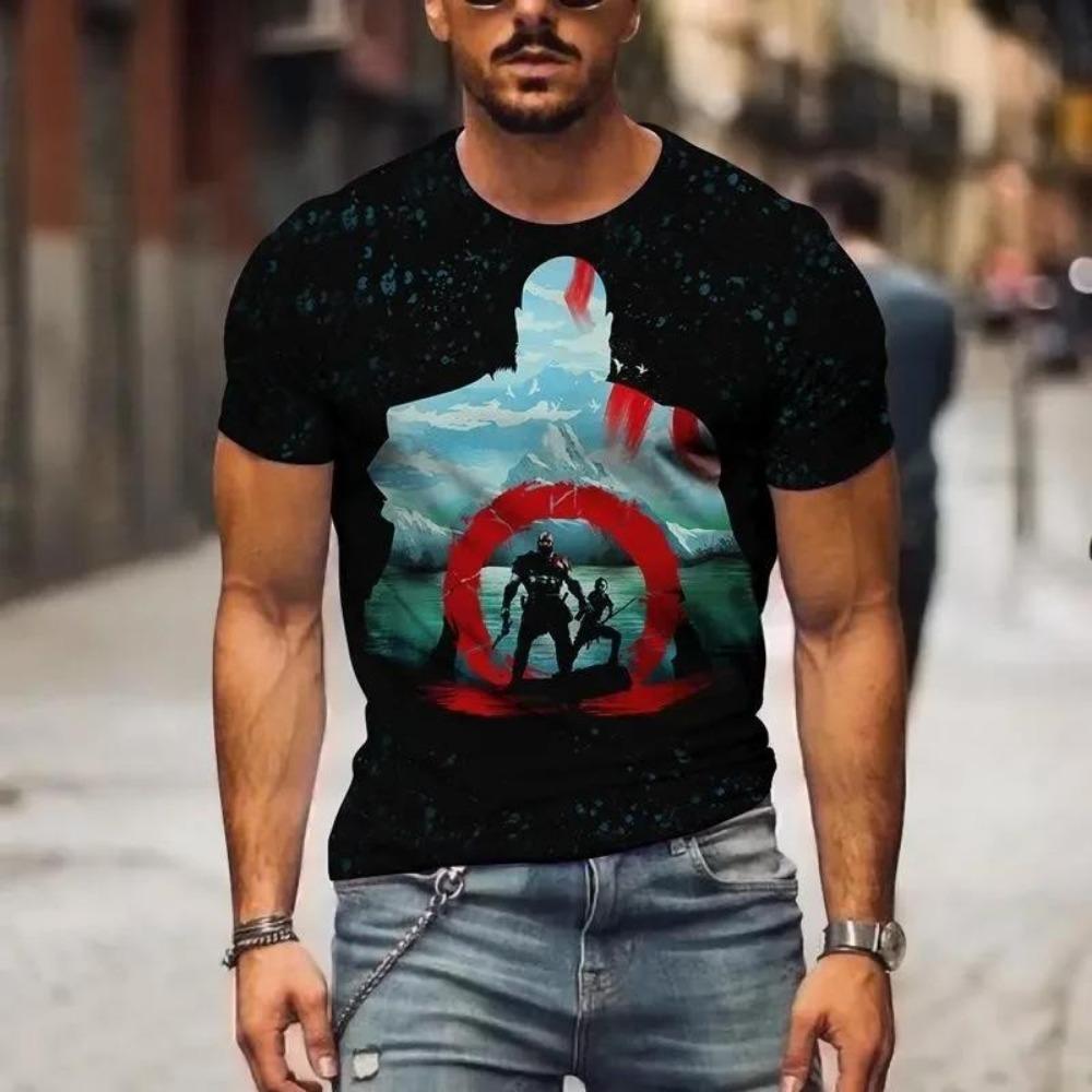 Men's T-Shirts Summer 3D Printing T-Shirt For Men Lattice Ancient Mythical Animal Images Cool Breathable Short Sleeves Trendy