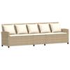 Garden Sofa with Cushions Beige Poly Rattan