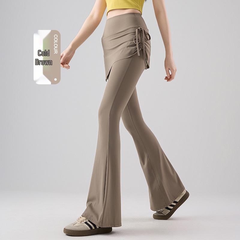 

High Waist Drawstring Skirted Culottes: Women s Yoga Pilates Micro Flared Pants XXL