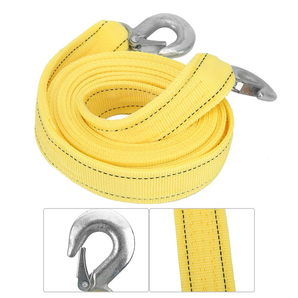 2.5m 8.2ft Car Trailer Towing Rope Strap Tow Cable Hooks Emergency Heavy Duty