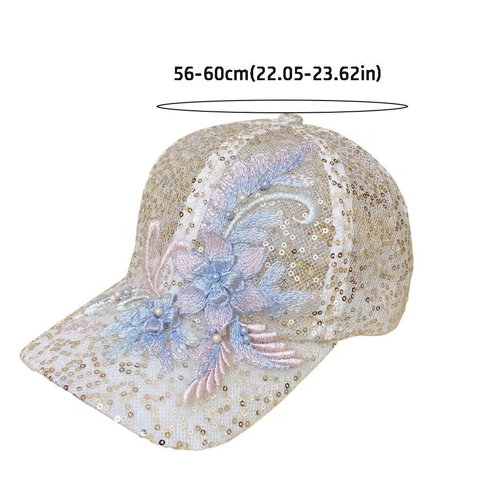 Embroidered Flowers Lace Baseball Cap Breathable Mesh Rebound Cap Sunscreen Sunshade Hat Women