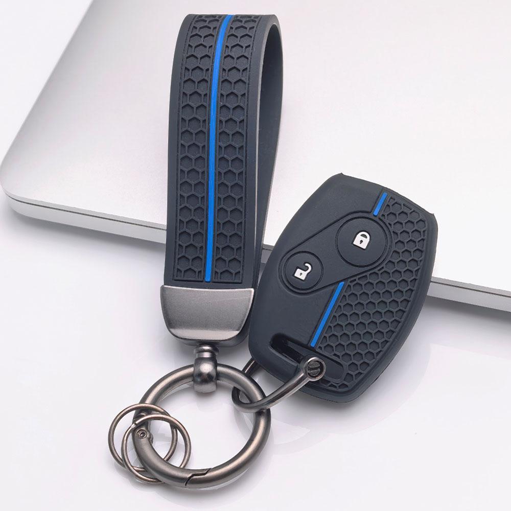 Premium Silicone Car Key Fob Cover For Honda Fit Civic Accord CRV HRV Jazz With Keychain Soft Silicone Car Interior Accessories Anti-Scratch