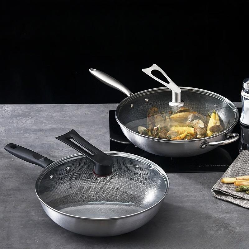 Zhishi 304 Stainless Steel Honeycomb Non-Stick Wok
