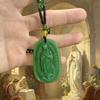 Retro Style Imitation Obsidian Carved Statue Pendant Necklace Unique Design Religious Jewelry for Street Wear