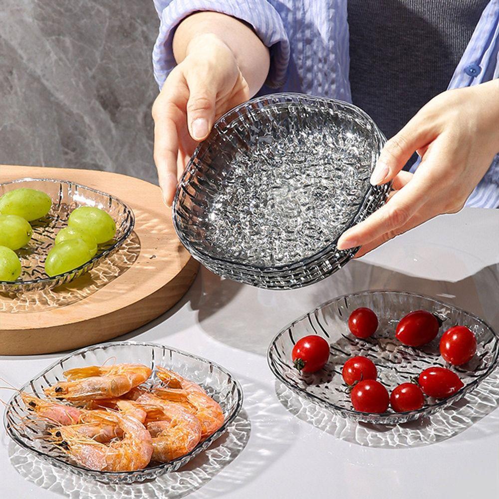 Transparent Bone Plate Glacier Pattern Snack Dish Dessert Plate Table Waste Dish Luxury Kitchen Tableware