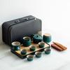 Japanese travel kung fu tea set small set household simple teapot ceramic teacup outdoor tea tray portable bag