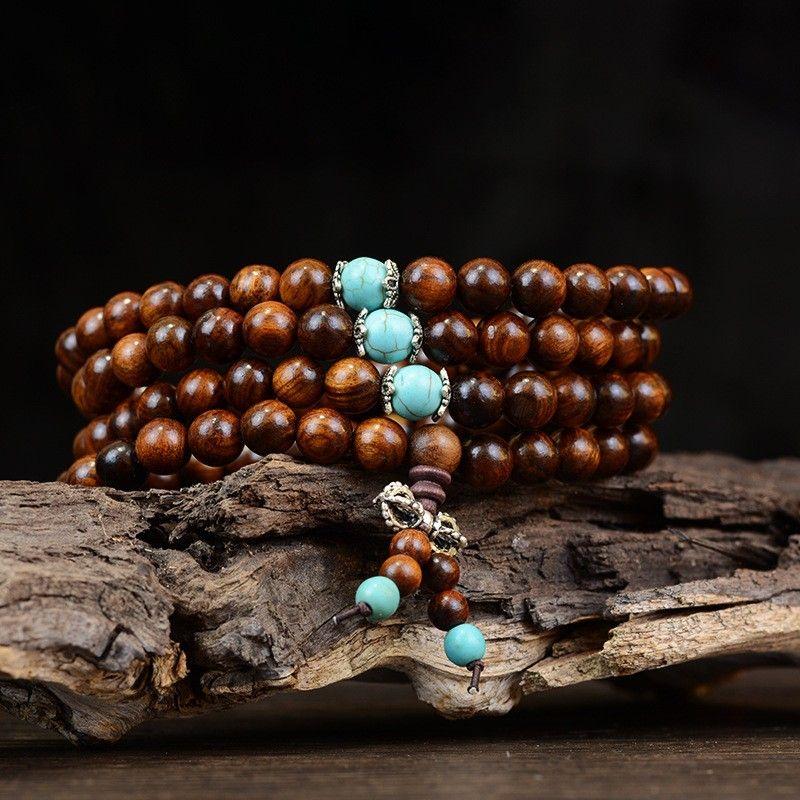 Black Rosewood Bracelet 108 PCs Ladies Bracelet Crafts Buddha Beads Rosary Rosewood Popular Jewelry Wooden Ornament