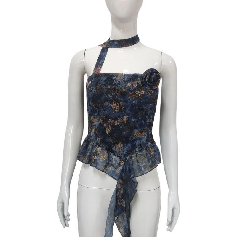 IA Neue Sommer Mode und Sexy Blumen-Trägerloses Rüschen- und Reines Kurzes Band-Westchen