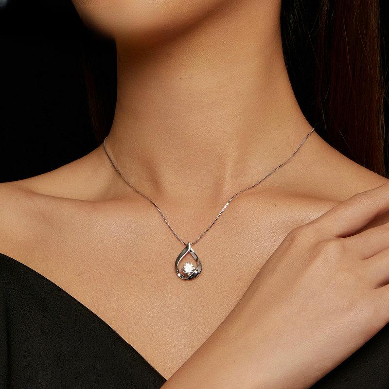1CT Moissanite Waterdrop Necklace Lab Diamond 925 Sterling Silver Chain Necklace for Women Wedding Valentine's Day Gift