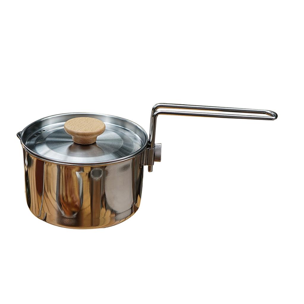Stainless Steel Camping Kettle Removable Handle Portable 304 Stainless Steel Cooking Kettle for Outdoor Hiking