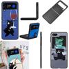 Cute Cat Funny Wine Art Phone Case For Samsung Z Flip 7 6 5G Galaxy Z Flip4 Z Flip5 Z Flip3 Coque Black Hard PC Shell Protective
