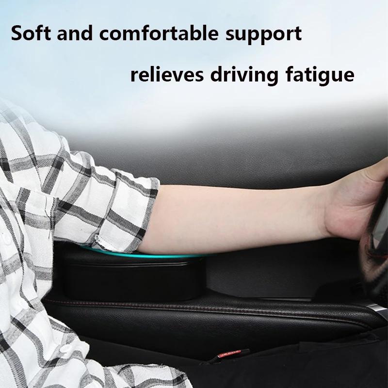 Car Door Storage Armrest Box Leather Auto Interior Part Organizer Adjustment Arm Elbow Handrail Support Increased Pad Universal