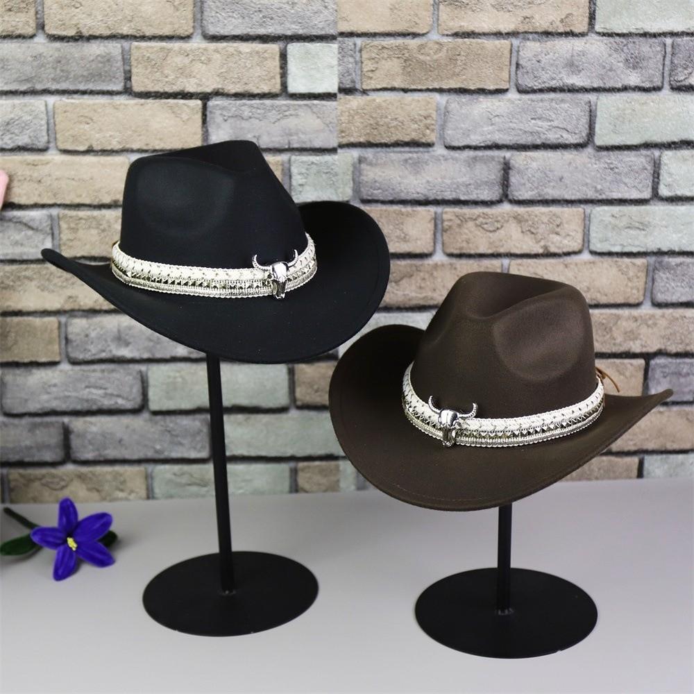 Wollene Western-Cowboy-Kappe Atmungsaktiver tibetischer Hut Coole Sonnenschutz-Ritterkappe Herren