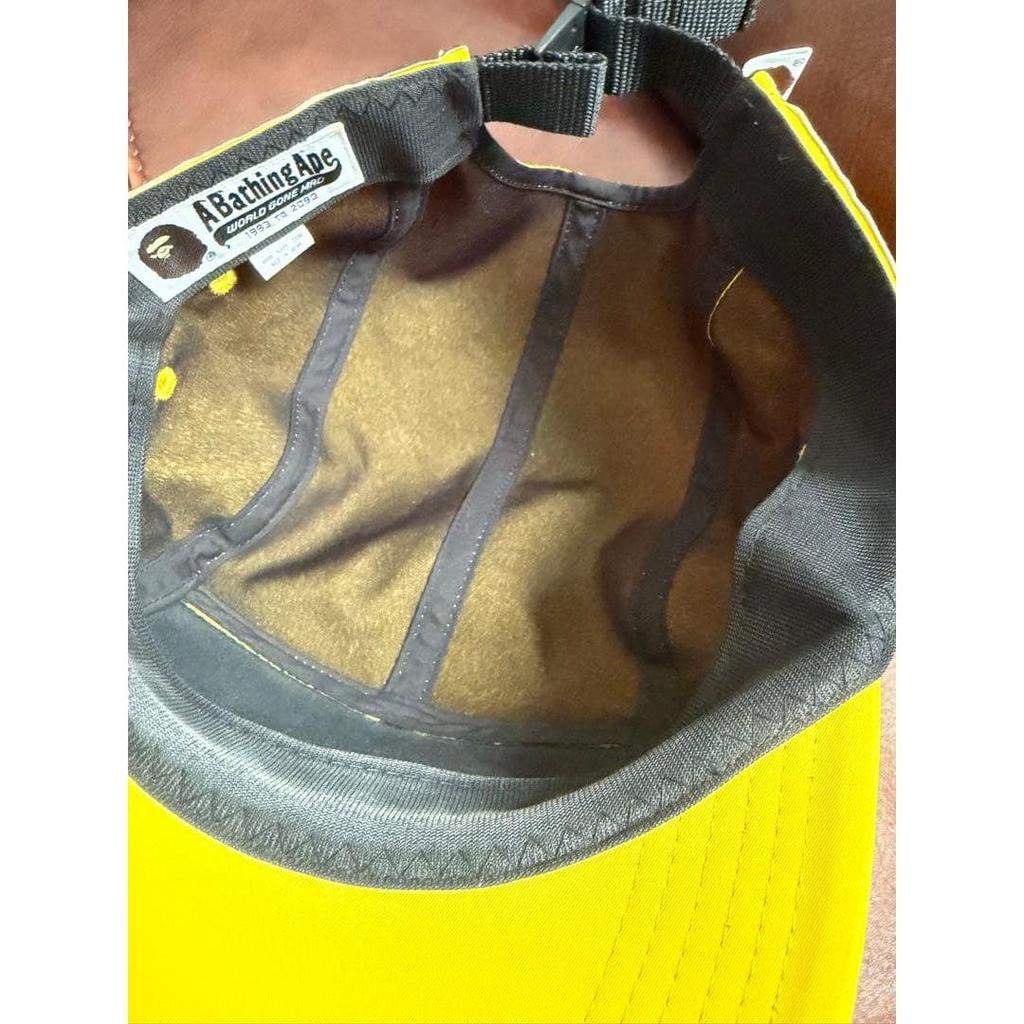 Used A BATHING APE BAPE Cap Yellow Nylon Logo Tape Good Condition