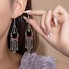 Elegant Butterfly Water Drop Pearl Tassel Earrings for Women - Traditional Qipao Style