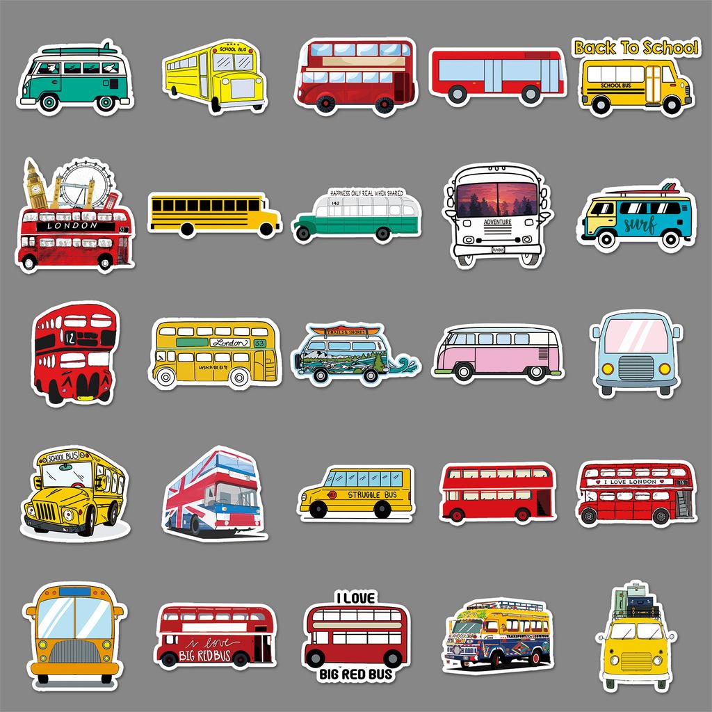 50 Bus Doodle Personality Cartoon Children's Goo Card DIY Skateboard Water Cup Notebook Suitcase Sticker Waterproof
