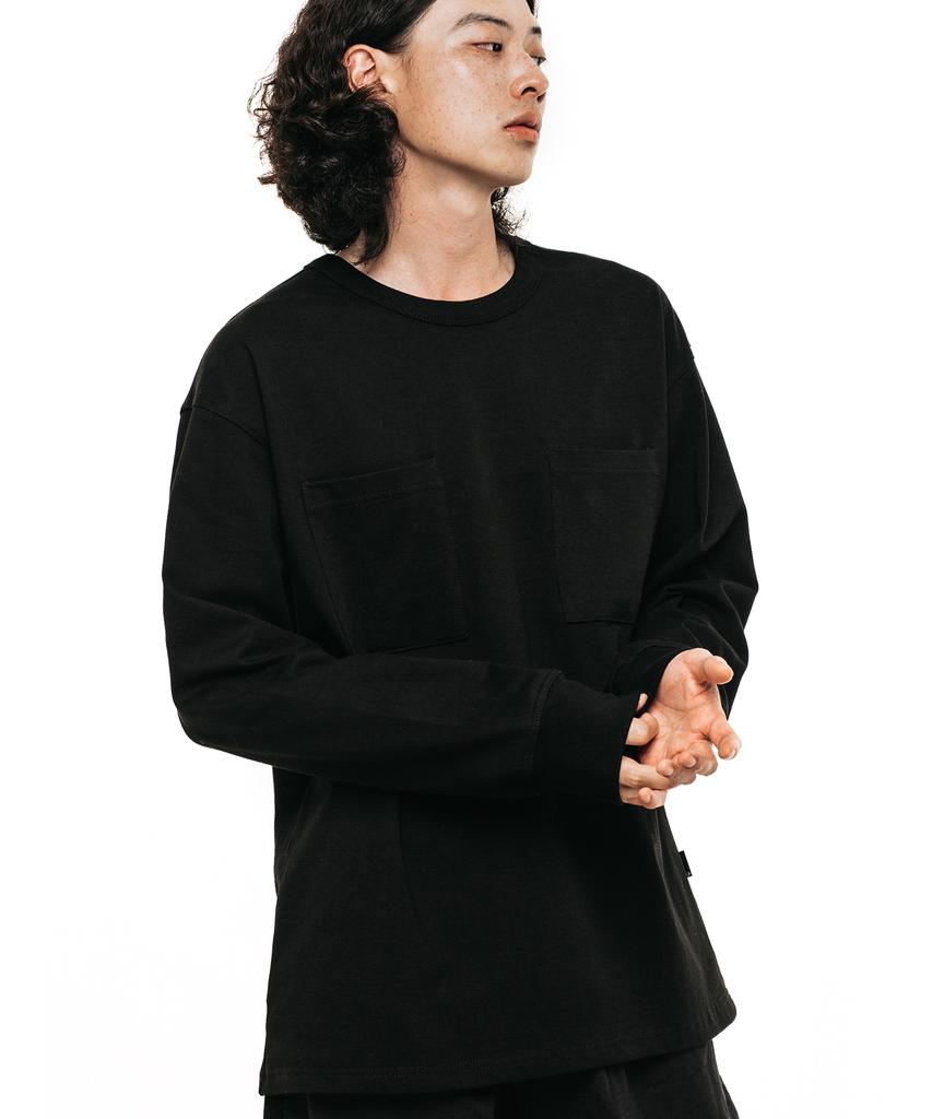 Left Seoul Two-Pocket Heavy Cotton Long Sleeve [Black]