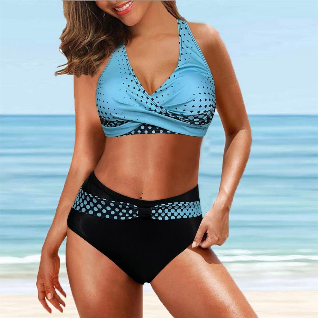 Women's Colours High-Breasted Straps Bikini Set Two-Piece Swimsuit