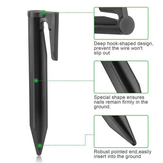 1 sada pozemních hřebíků Široká kompatibilita Zlepšení stability Biologicky odbouratelný Bezpečný kabel Venkovní zahradní sekačka Hraniční čára Zásobování hrotem