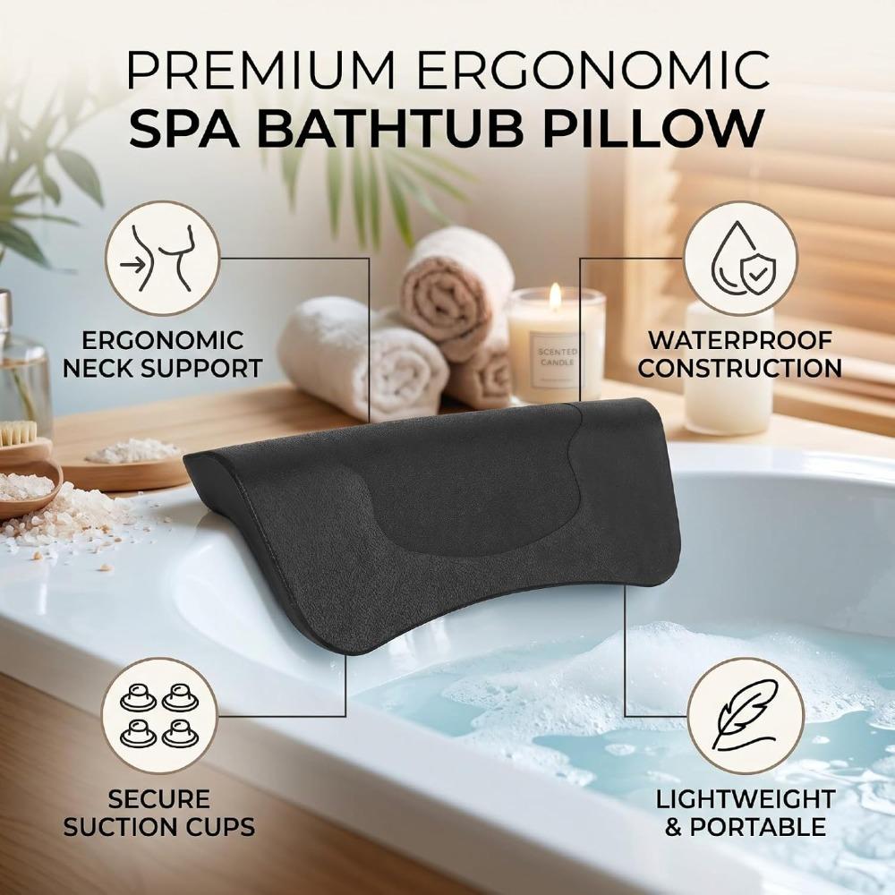Ergonomic Design Bath Pillow with Strong Suction Cups Back Support Pillow Hotel