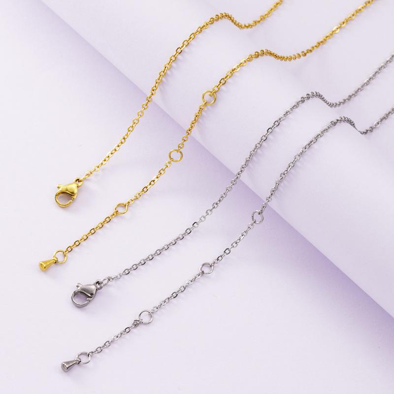 Stainless Steel Adjustable Three-Section Chain Necklace with Water Drop Pendant for DIY Jewelry.