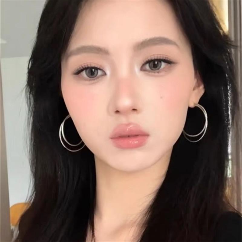 Zoozmini simple cold style double circle large earrings feminine high-end design earrings hot girl versatile earrings