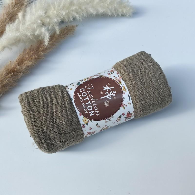 62-122 Colors Crinkle Cotton Underscarf Pleated Pompom Plain Hijab With Tassels Islamic Turban Warp