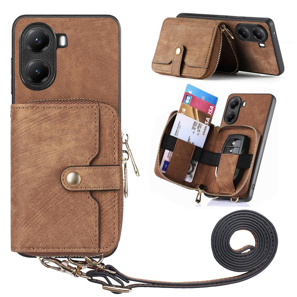 For Samsung Galaxy S25 Kickstand Case Tri-fold Card Bag PU Leather Coated TPU Cover Magnetic Case