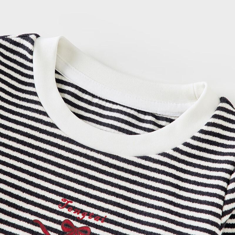 Tongtai Baby Girl Striped Long Sleeve T-Shirt 100