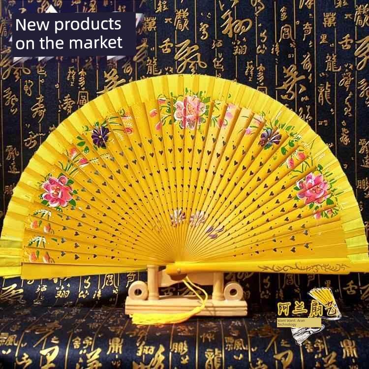 Double-Sided Easy-Open Folding Fan, Group Performance Fan, Retro Fan for Show, Dancing, Bright Red Model Dance Fan, Chinese Style