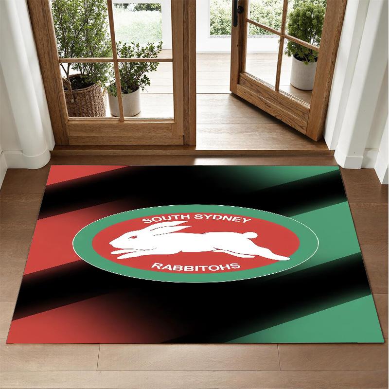 South Sydney Rabbitohs Design Crystal Velvet Rug Soft Decorative Mat for Bedroom Entrance
