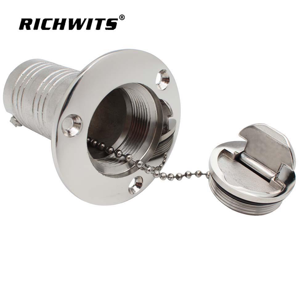 RICHWITS Stainless Steel Flip-Up Fuel & Water Inlet Cap for Yacht & RV Tanks