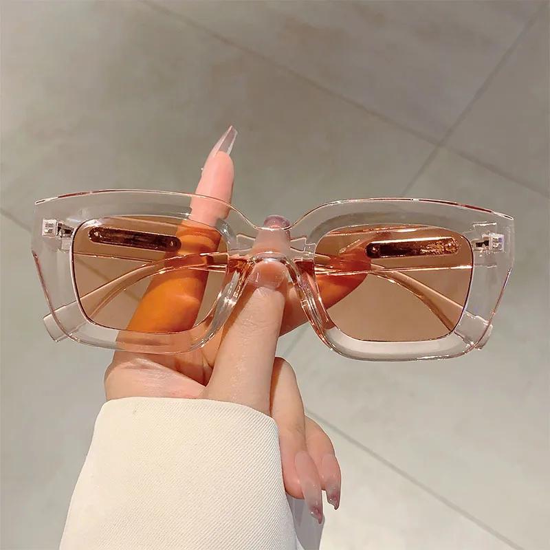 Fashion Vintage Luxury Brand Designer Olive Green Square Sunglasses Women For Men Sun Glasses Punk Popular Rivet Outdoor Shades