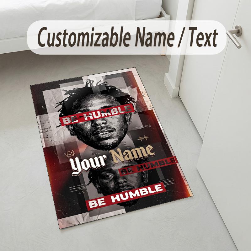 Personalized Crystal Velvet Carpet,Kendrick Lamar Custom Printed Name, Plush Area Rug For Home Indoor Decor