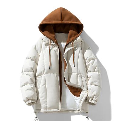 Men's and Women's Fashion Brand Windproof Waterproof Cotton-padded Jacket Loose Winter Vacation Two Oversize Hooded Thick Couple Dress