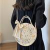 Rattan Gewebte Runde Frauen Stroh Tasche Handtasche Stricken Sommer Strand Tasche Frau Schulter Messenger Tasche Quaste Khaki Beige Taschen