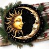 Vintage Sun Moon Metal Wall Art Red Berries Round Iron Tin Sign Indoor Outdoor Decor