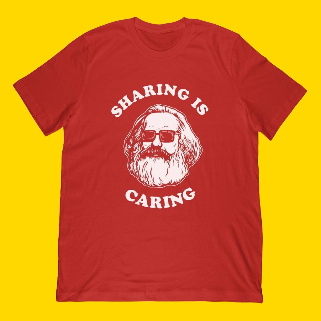 Sharing Is Caring T-Shirt | Karl Marx Funny Socialism Shirt & Classic Karl Marx In Sunglasses Funny Communism Socialism Gift