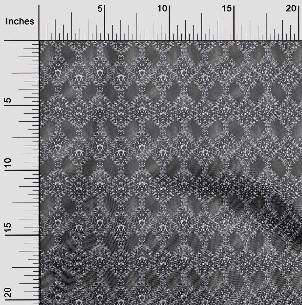 oneOone Cotton Poplin Gray Fabric Damask Quilting Supplies Print Sewing Fabric By The Yard 42 Inch