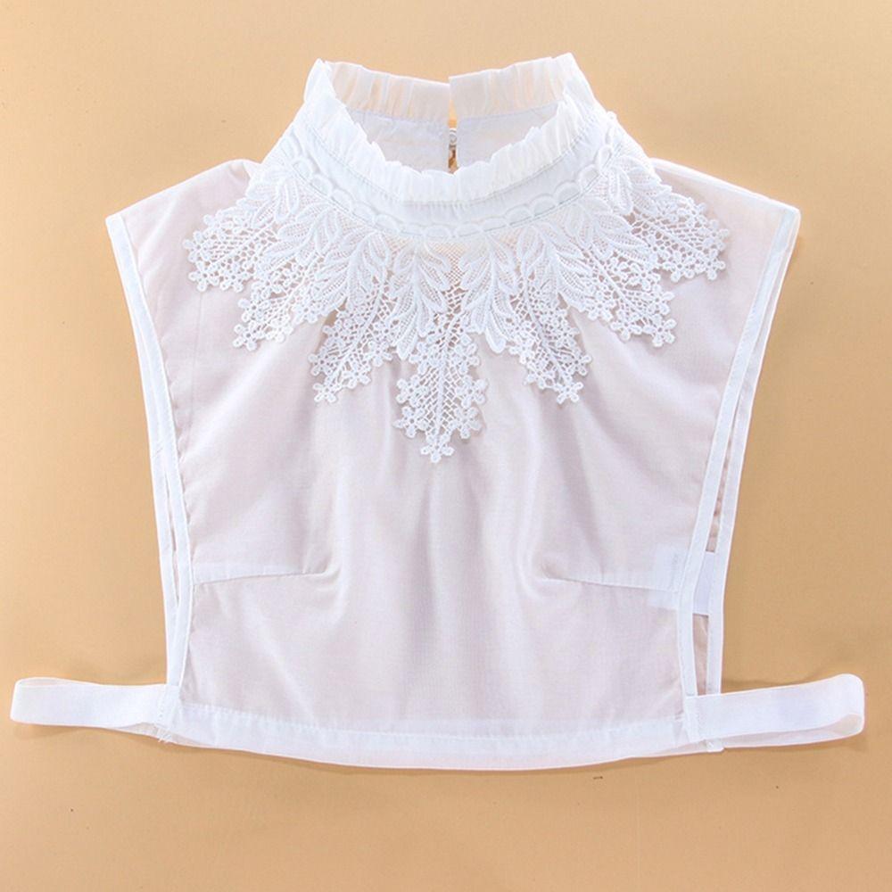 Girl For Women Embroidery Flower Lace Neckline Clothing Decoration Shirt Collar Ruffles Fake Collar