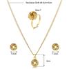 3Pcs/Set Gold-Color Ball Shape Jewelry Trendy Twist Lucky Knot Adjustable Rings Necklace Earrings For Woman Party Wedding Gifts
